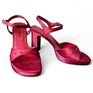 Unlisted Red Satin Strappy Heels